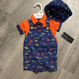 NWT 3/6 months Andrew Fezza baby boy outfit shortalls